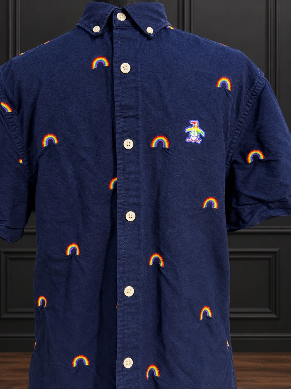 Original Penguin Rainbow Embroidered Button-Up Shirt Men’s Small